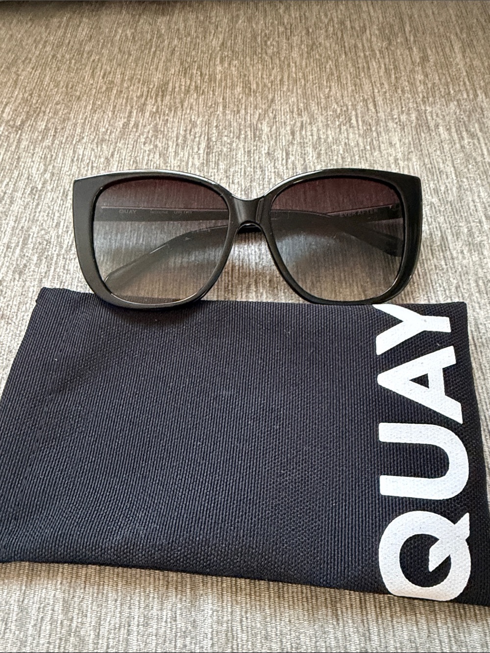Quay Australia Black Oversized Cat Eye Sunglasses